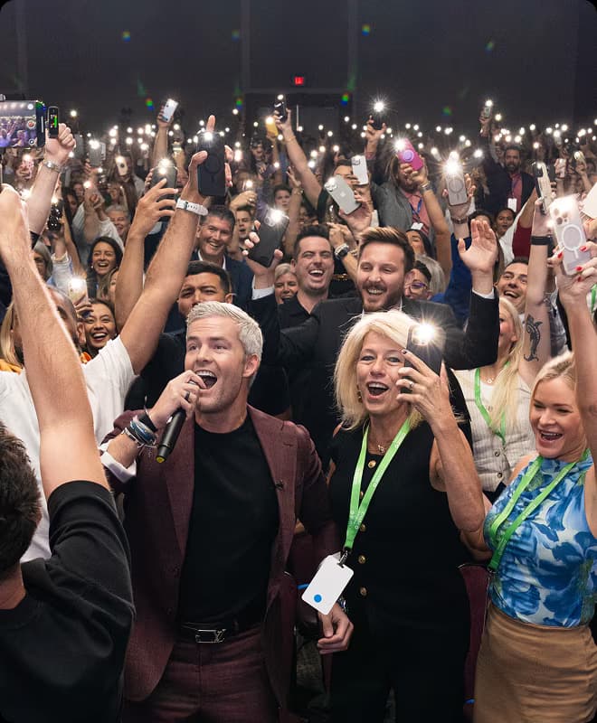 Ryan Serhant performing with the crowd at Sell It ’25